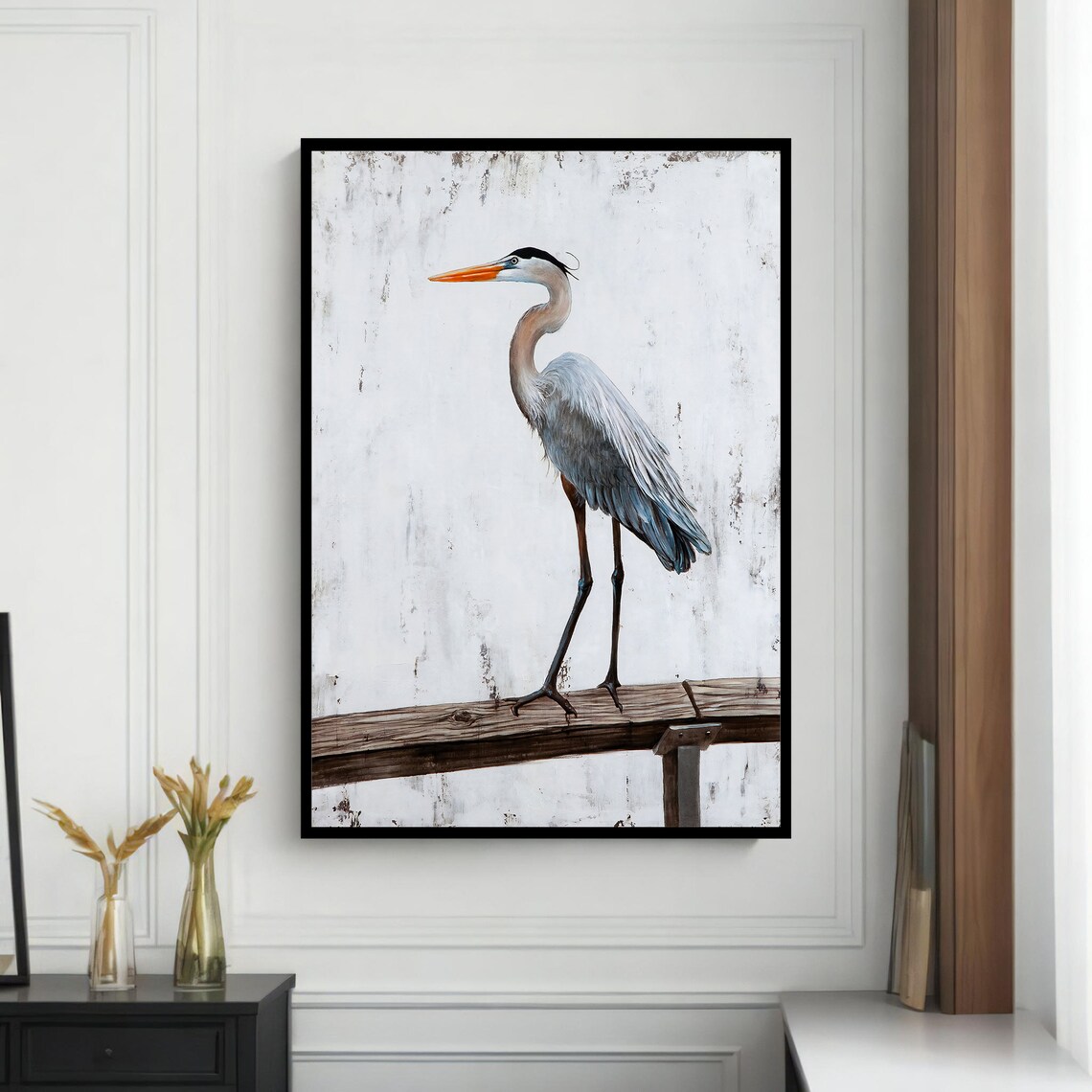 Elegant Heron Painting, Bird Art for Nature Lovers - Image 4