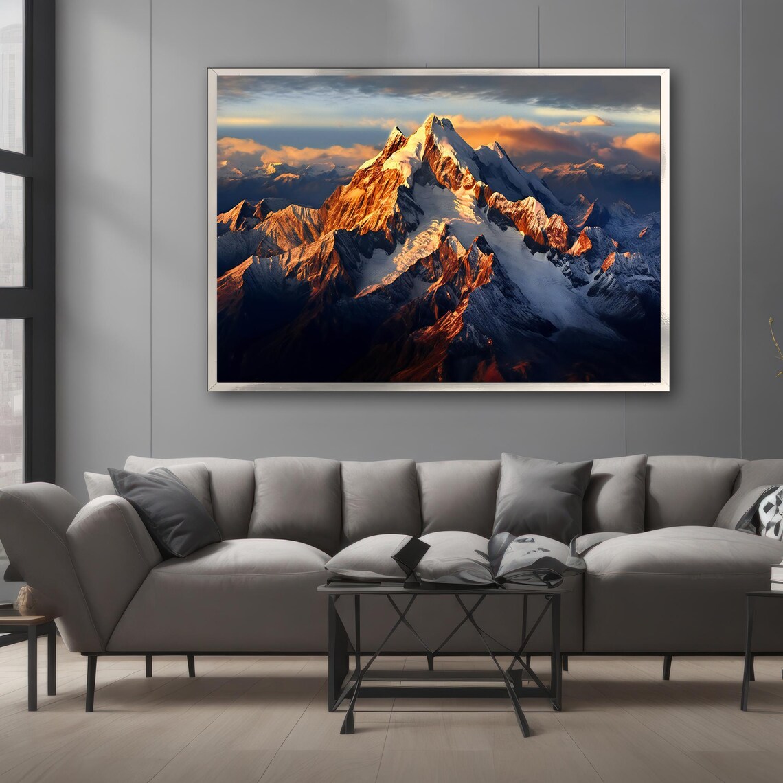 Sunrise Over Snowy Mountains, Nature Landscape Print - Image 3