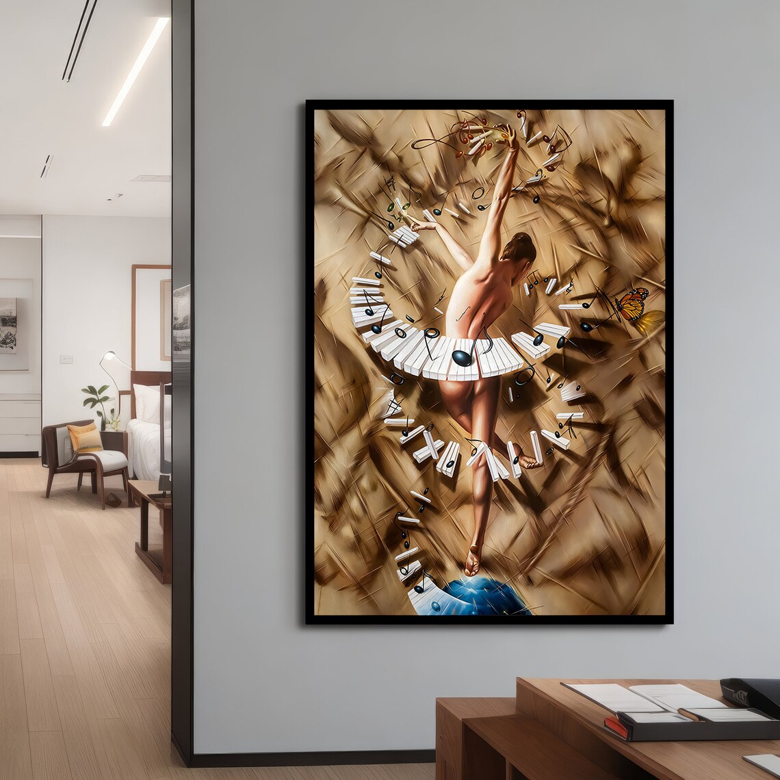Surreal Ballet Dancer With Piano Keys, Art Print - Image 4