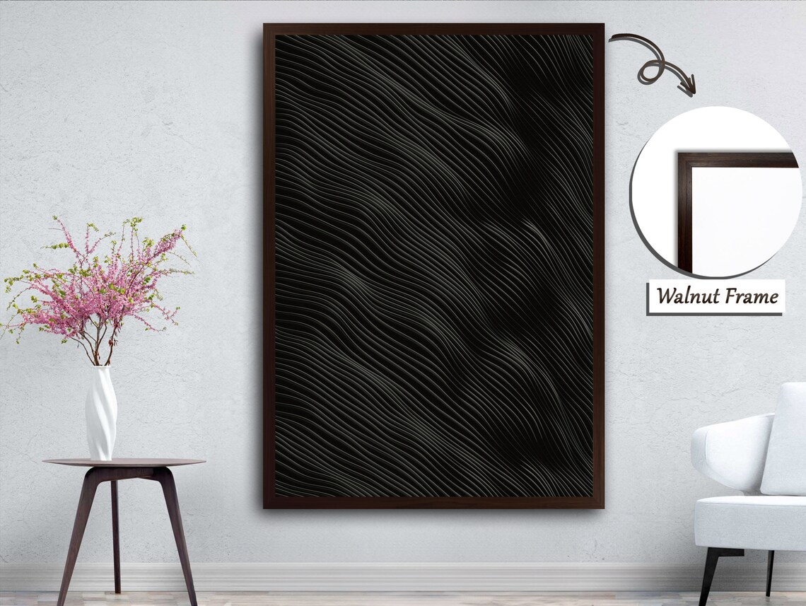 Black Relief and Spiral Lines Abstract Art - Image 4