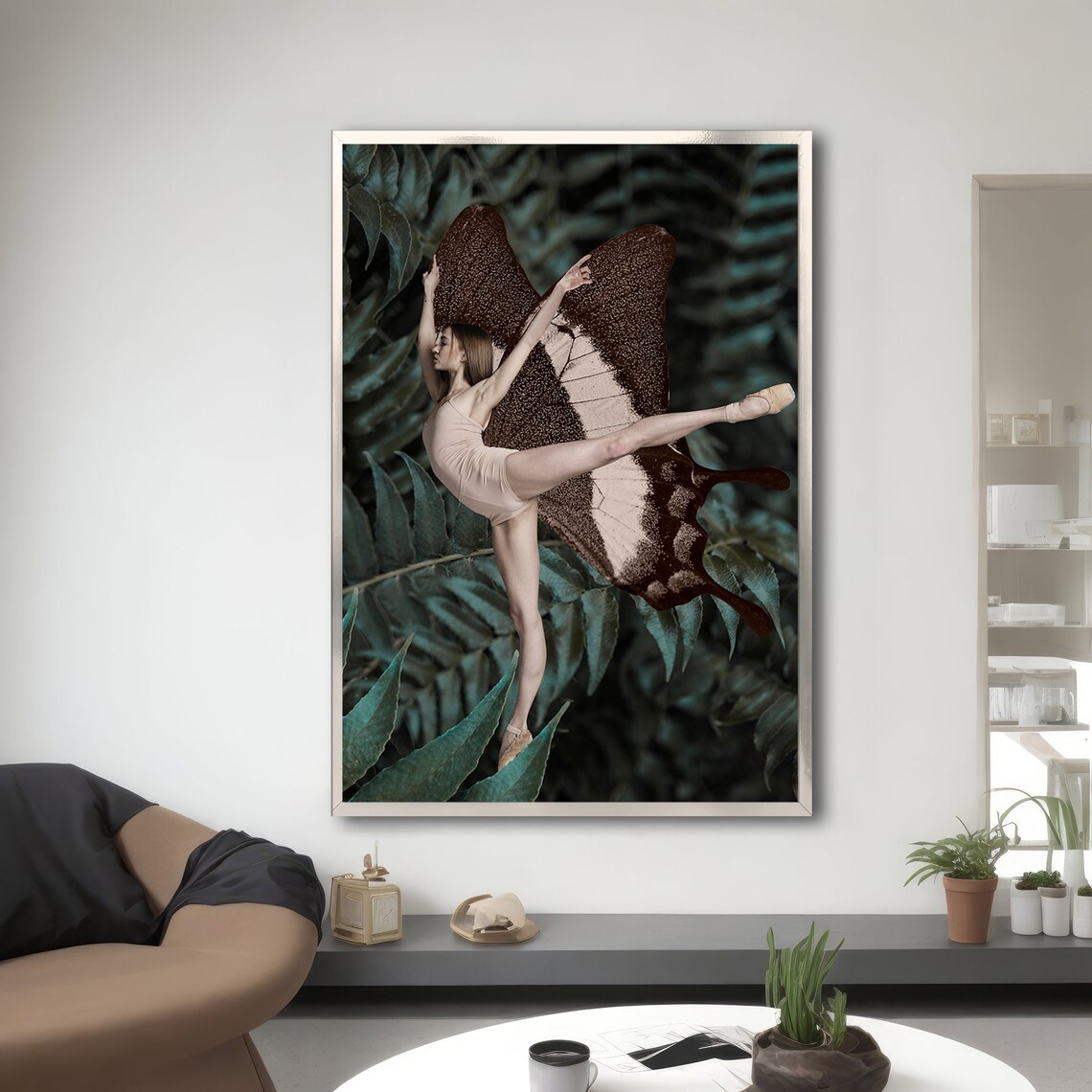 Graceful Butterfly Ballerina, Elegant Dance Art Print - Image 3