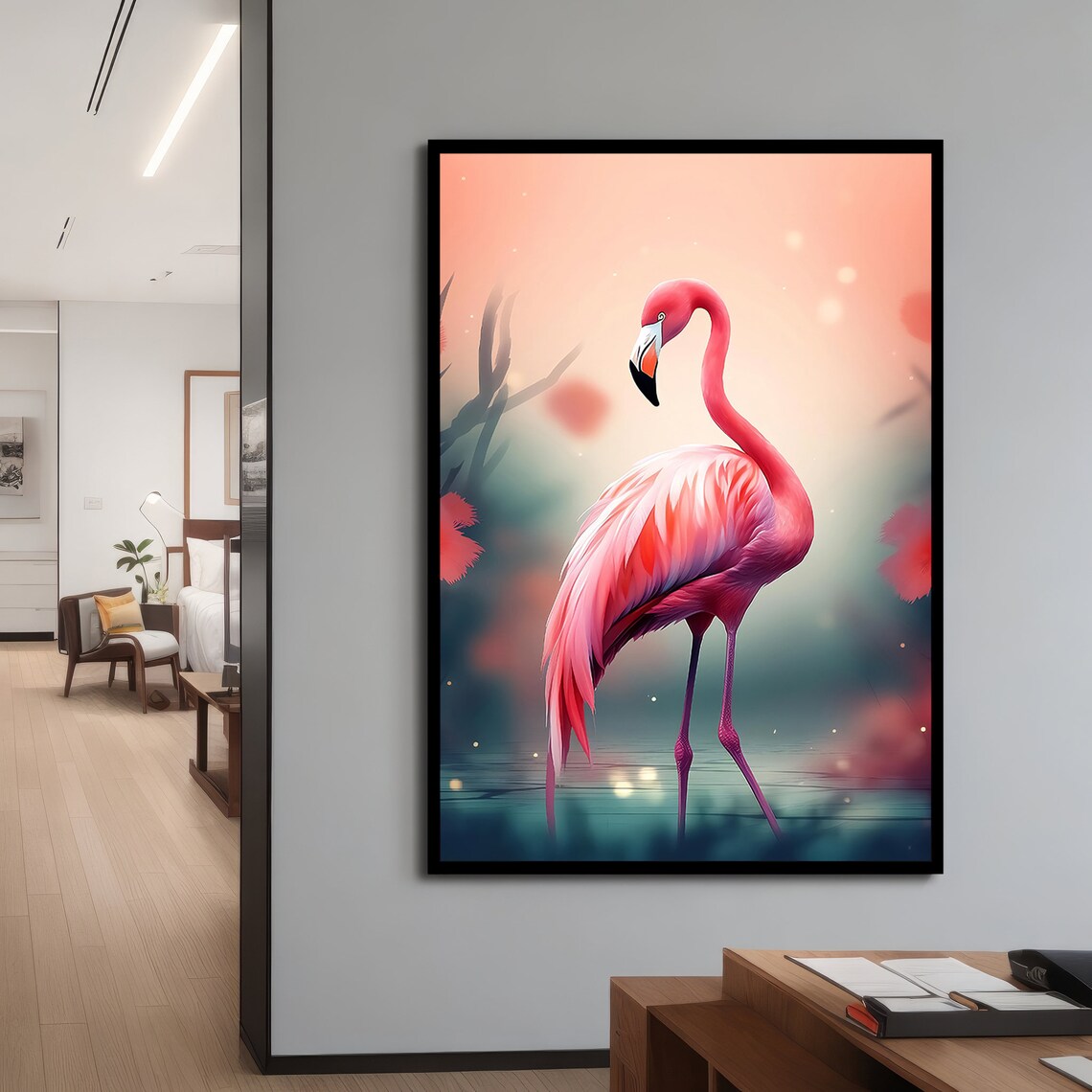 Pink Flamingo Painting, Bird and Nature Enthusiast Gift - Image 4
