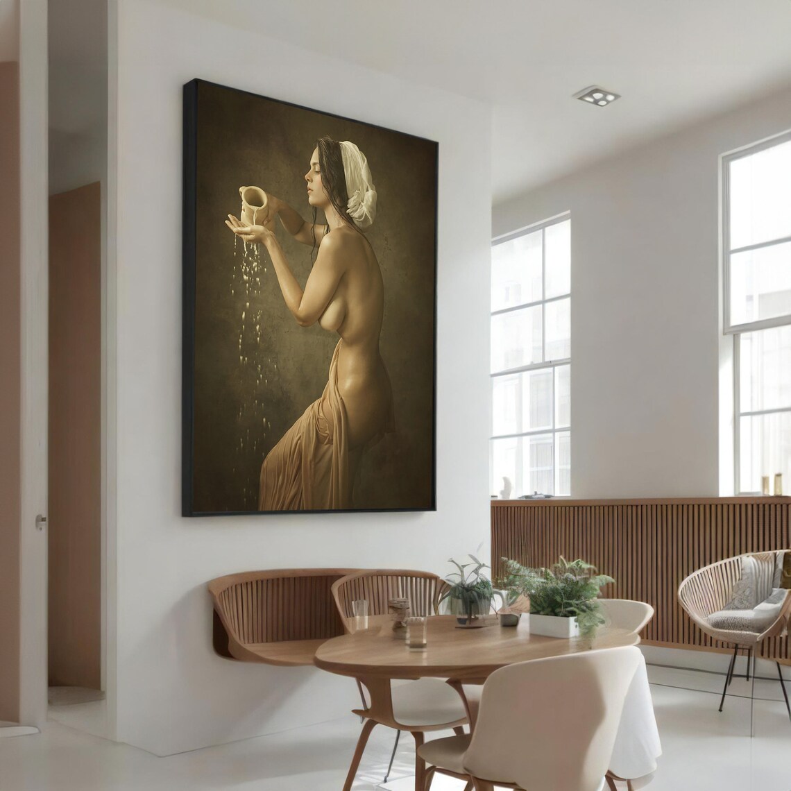 Nude Woman Pouring Water, Classic Art Gift