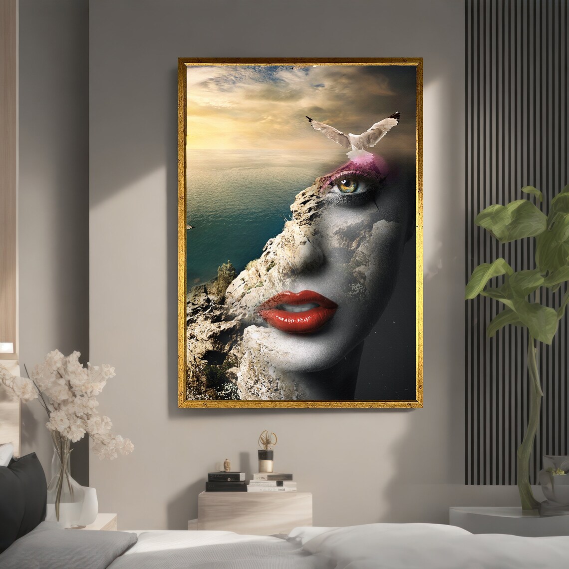 Surreal Woman And Seascape, Modern Painting - Image 5
