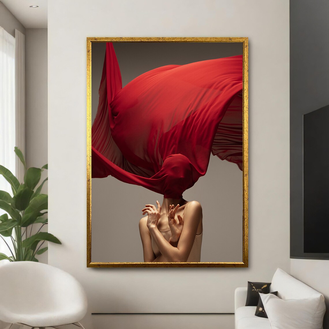 Modern Abstract Dance, Red Dress Ballet Dancer - Image 5