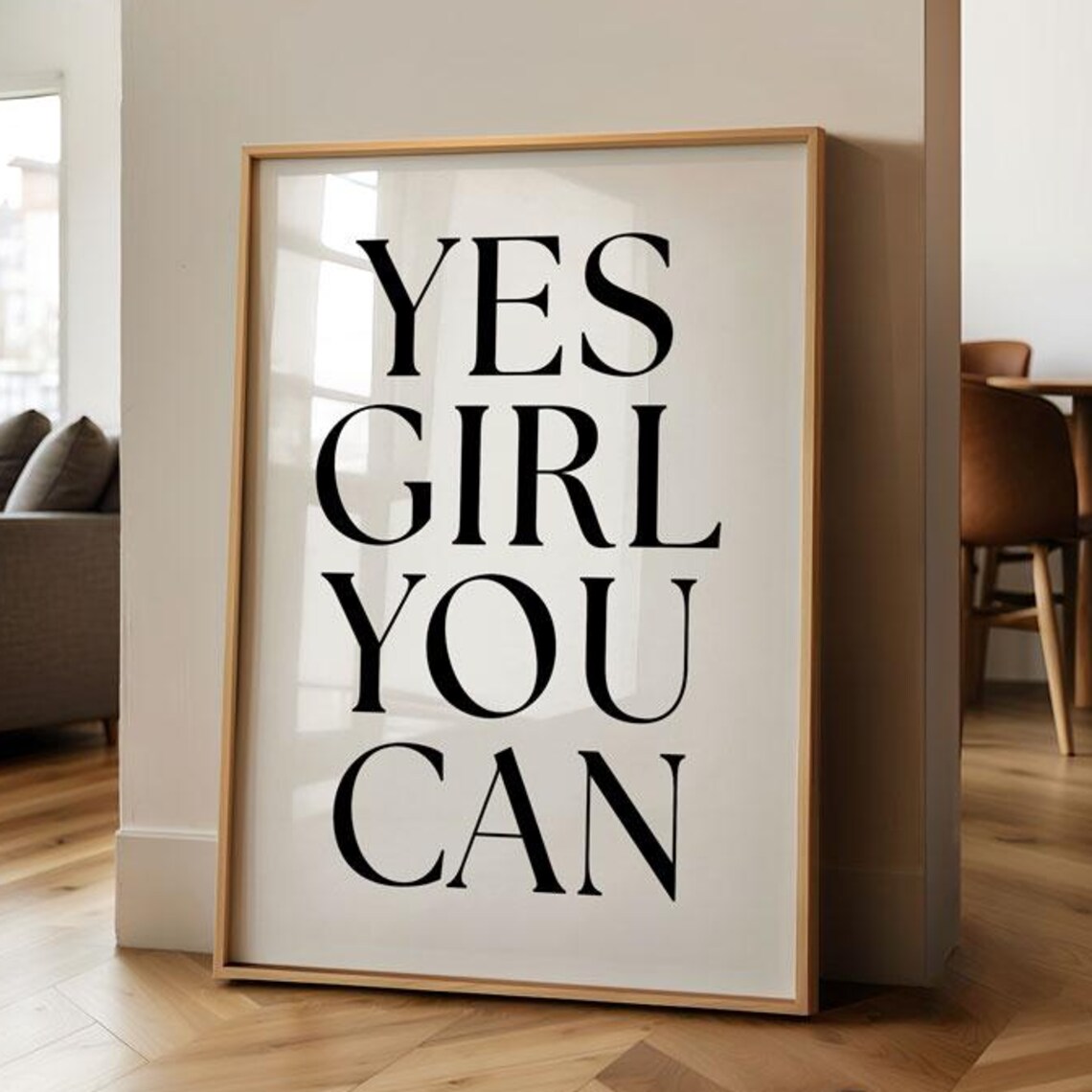 Yes Girl You Can Minimalist Serif Female Empowerment Quote Poster