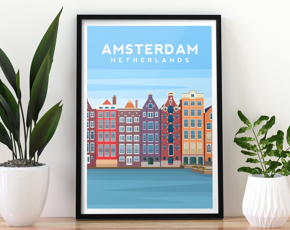 Amsterdam Travel Poster, The Netherlands City View