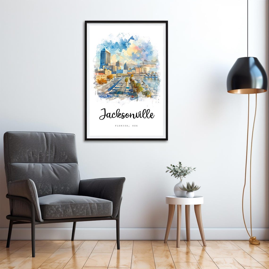 Jacksonville Florida Travel Poster Jacksonville City Print Wall Art Decor Usa Prints Print Jacksonville Watercolor Painting - Image 4