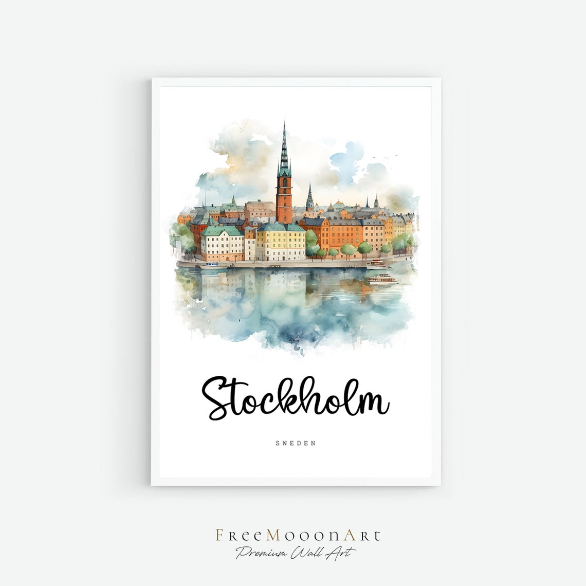 Stockholm Sweden Travel Poster Stockholm City Print Wall Art Europe Prints Art Stockholm Watercolor Painting Travel Gifts