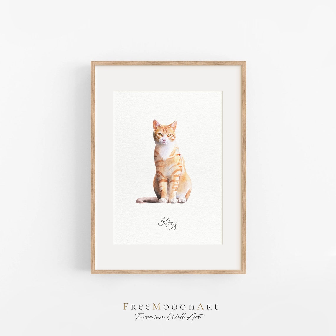 Charlie the Cat Orange Tabby Personalized Watercolor Portrait Poster - Image 2