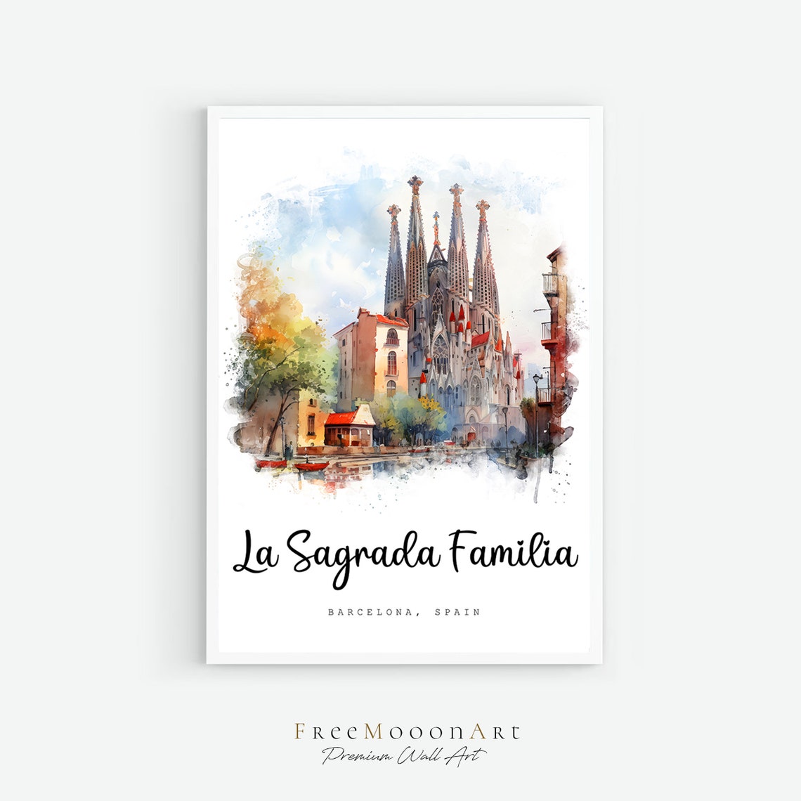 Sagrada Familia Barcelona Spain Travel Poster Barcelona City Print Wall Art Europe Prints Art Watercolor Painting Travel Gifts