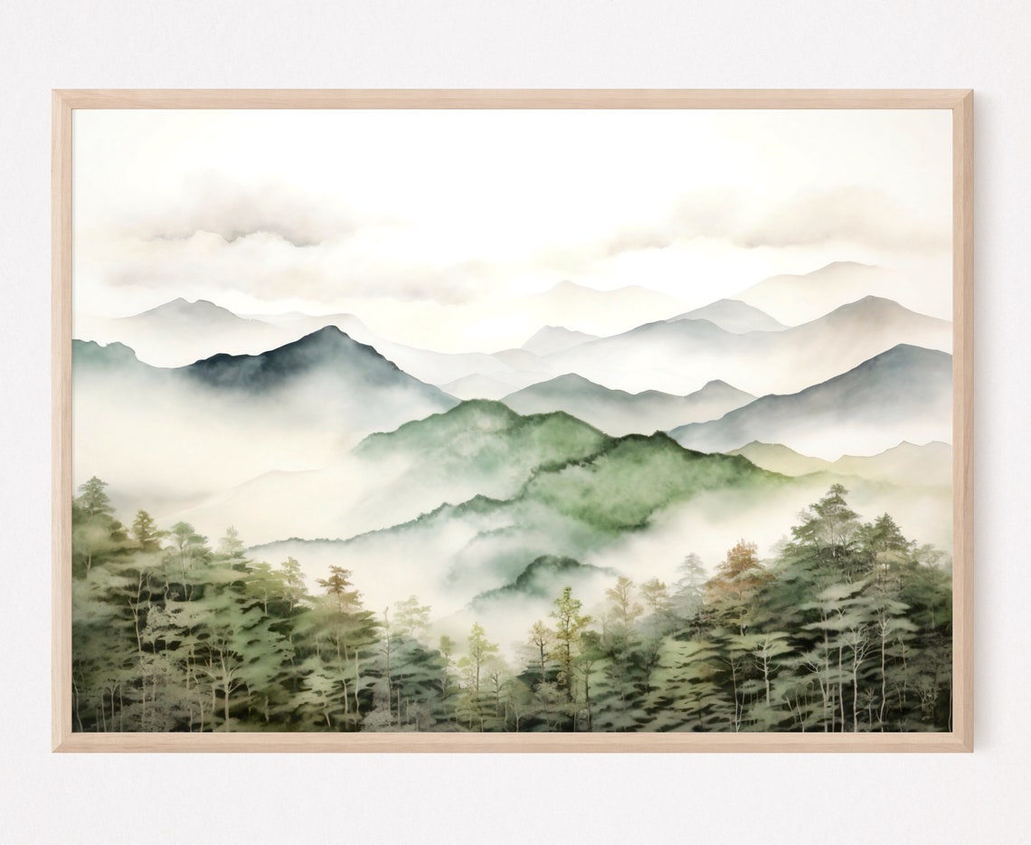 Great Smoky Mountains National Park Watercolor Painting Art Pint Smoky Mountains Poster Watercolor Art Travel Gifts Travel Poster