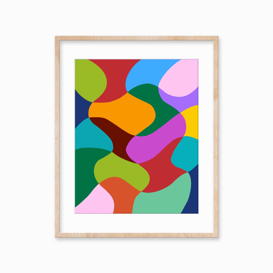 Colorful Wavy Shapes Joyful Bright Modern Abstract Art Poster