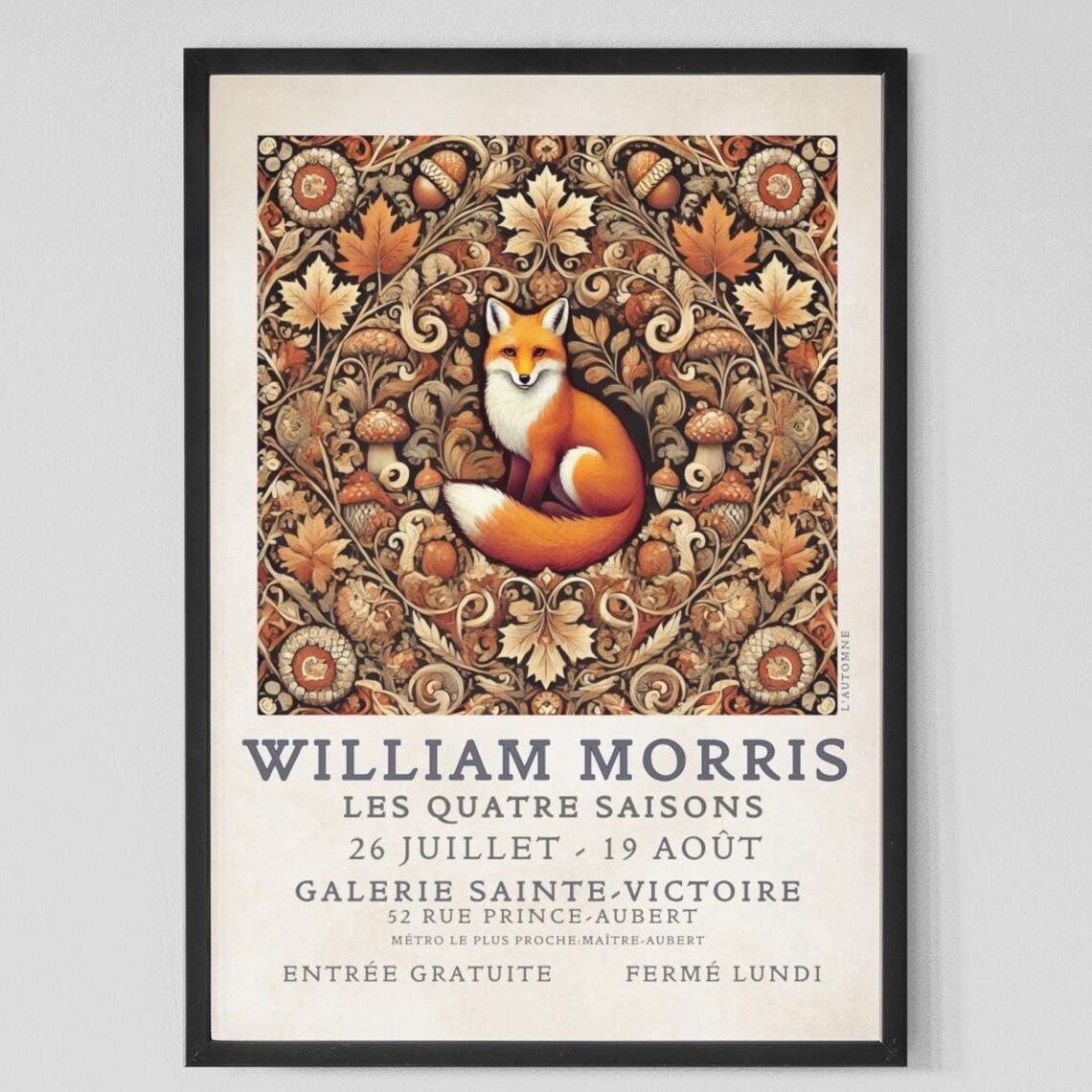 William Morris Style Lautomne Art Print
