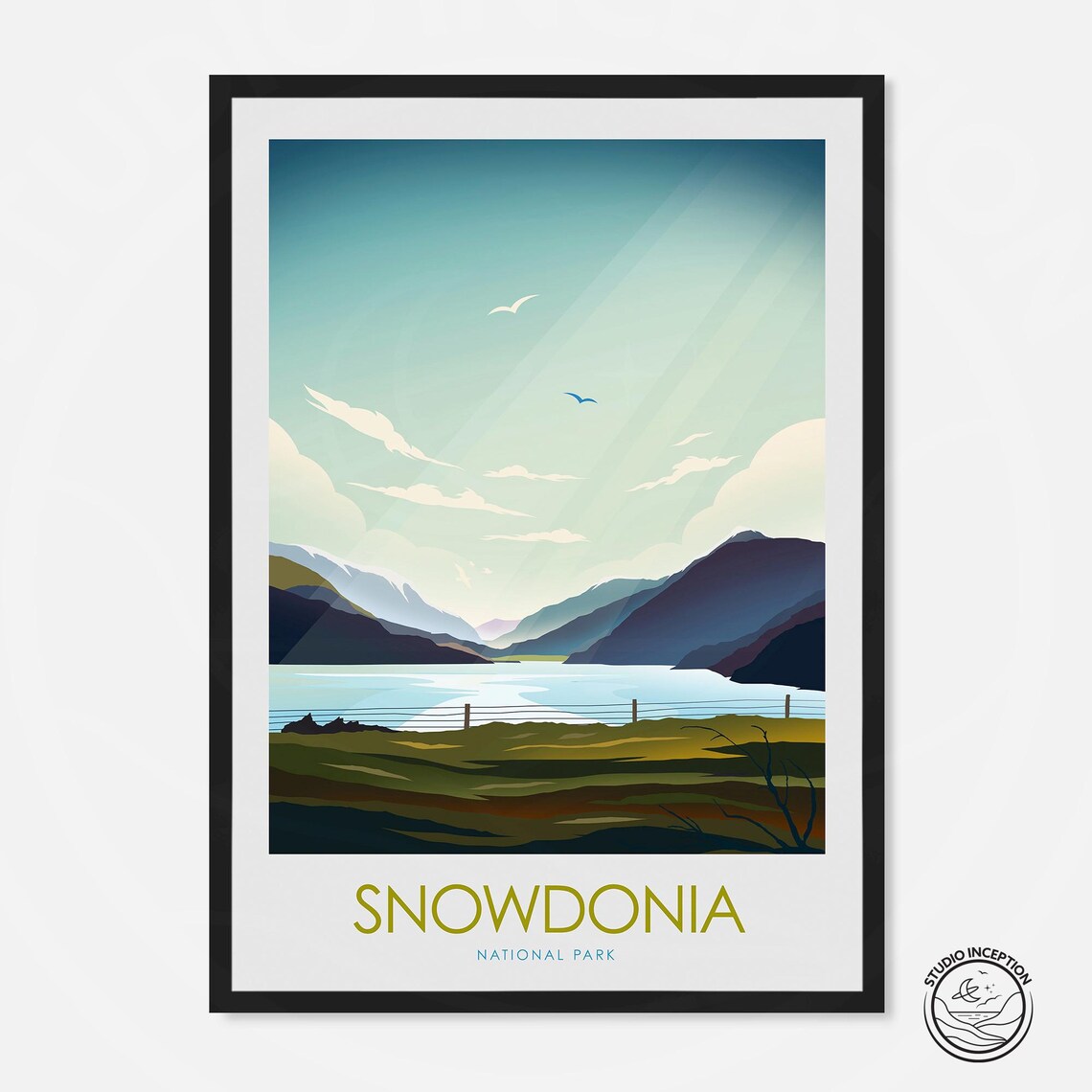 Snowdonia Travel Poster, National Park Wales