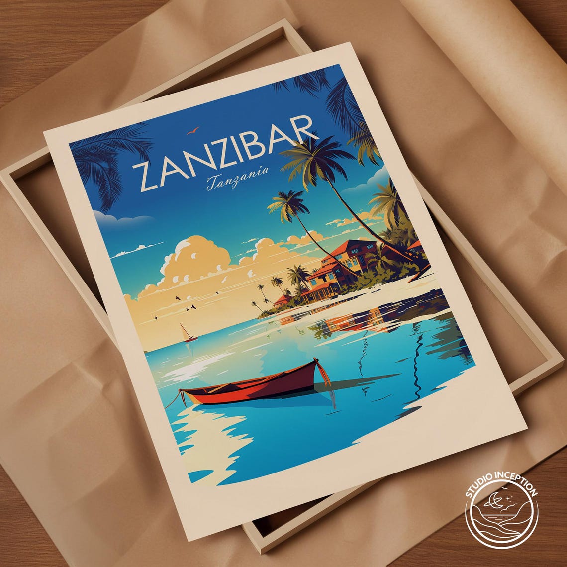 Zanzibar Print Tanzania Travel Poster Africa Wall Art Living Room Decor Personalised Travel Art Framed Travel Prints By Studio Inception - Image 3