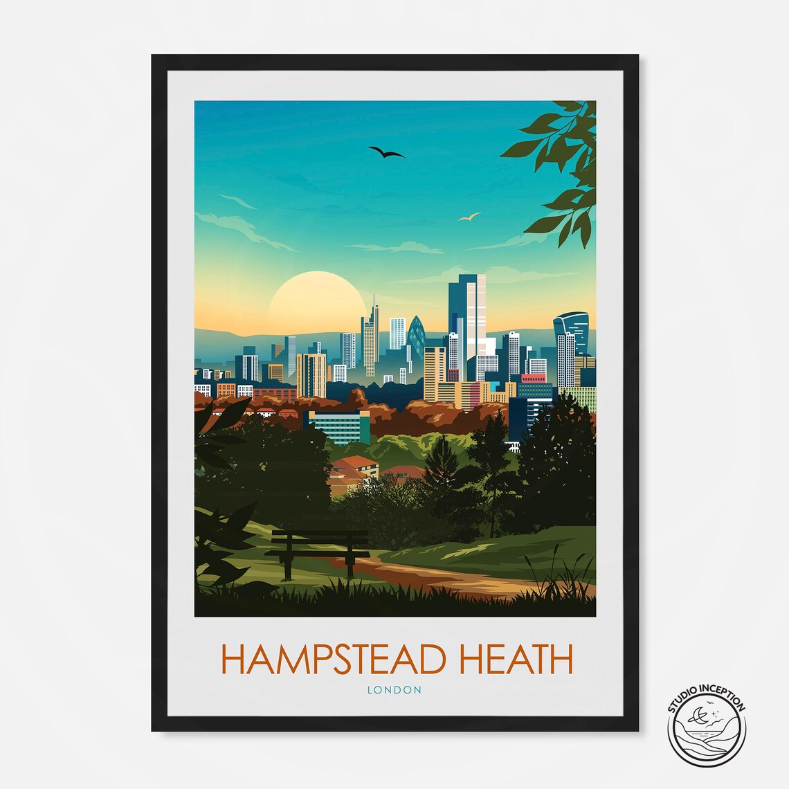 Hampstead Heath Travel Poster, London Landscape