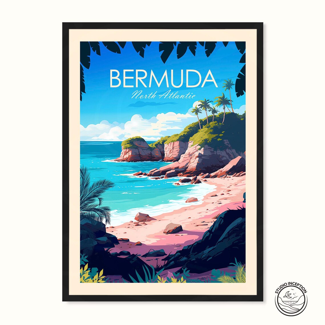 Bermuda Traditional Travel Print, Custom Travel Poster
