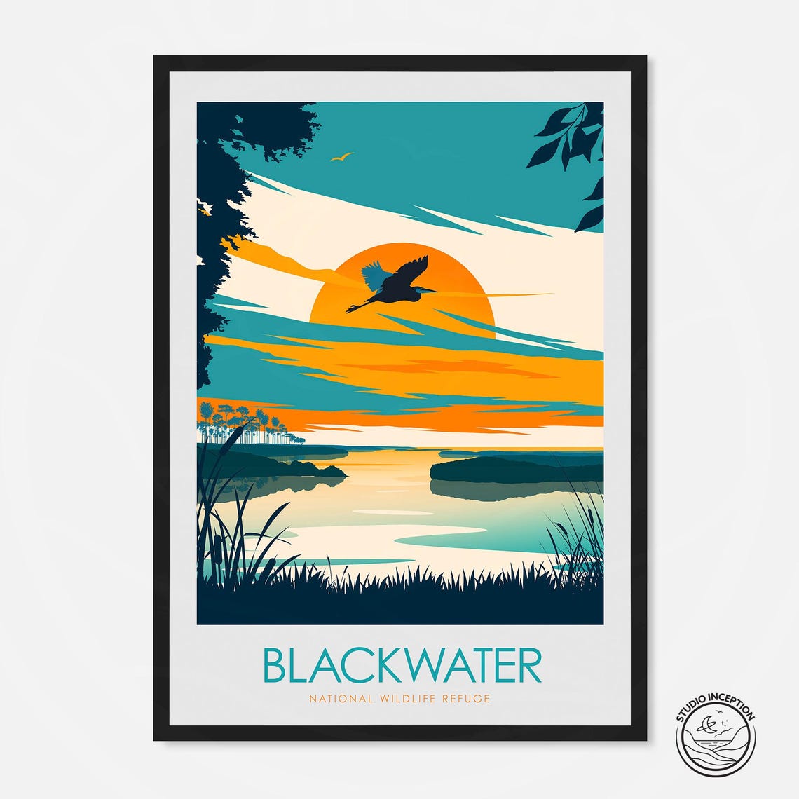 Blackwater National Wildlife Refuge Maryland Marsh Heron Poster