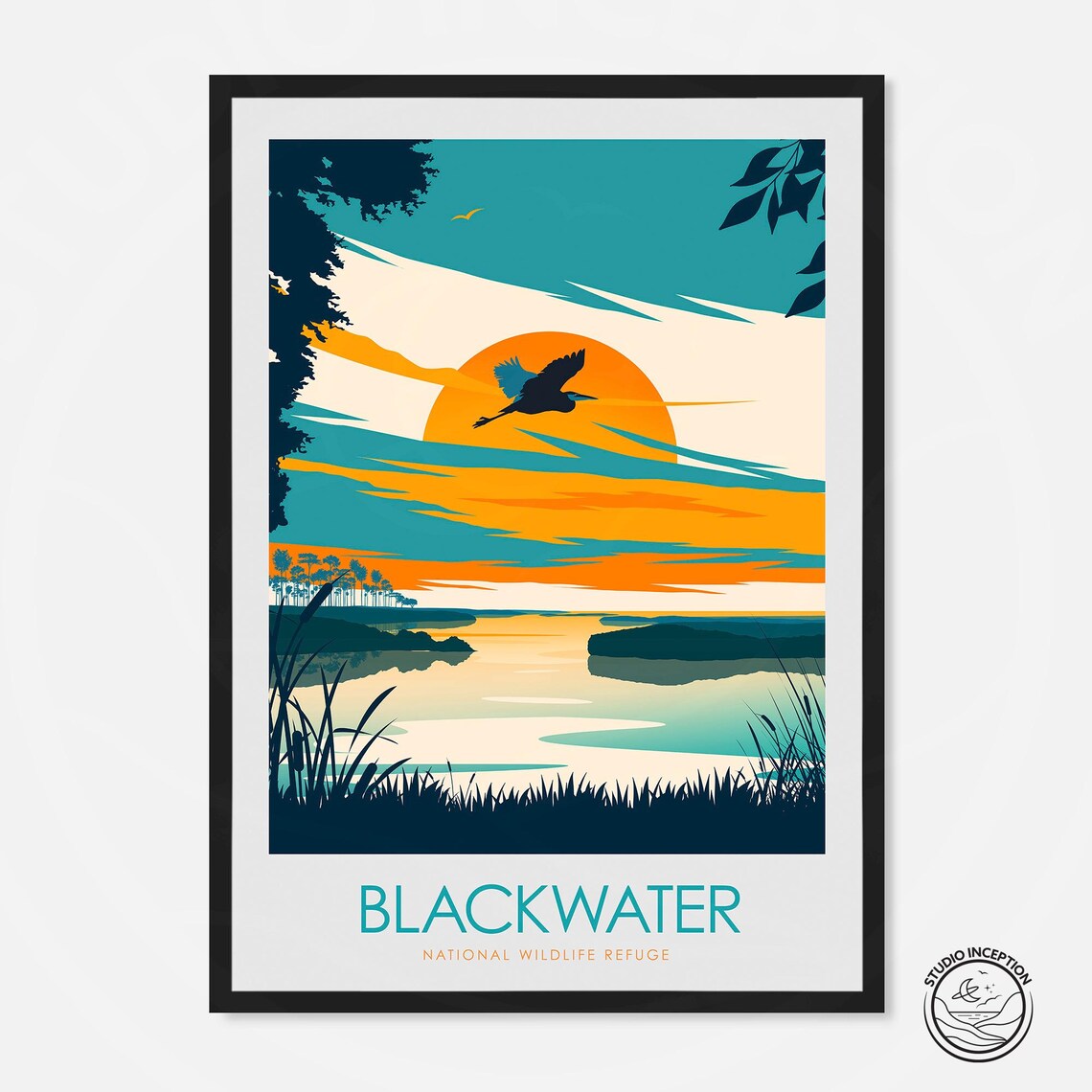 Blackwater Print National Wildlife Refuge Maryland Poster United States Travel Gift Atlantic Flyway Wildlife Art Print