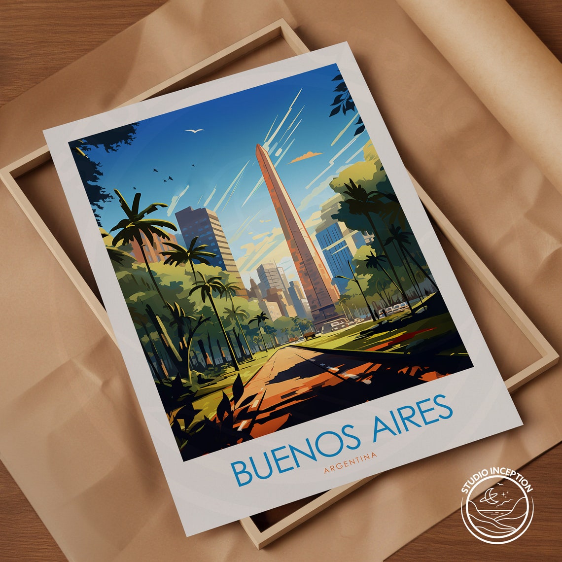 Buenos Aires Argentina Obelisk Landmark Minimal Travel Poster - Image 3