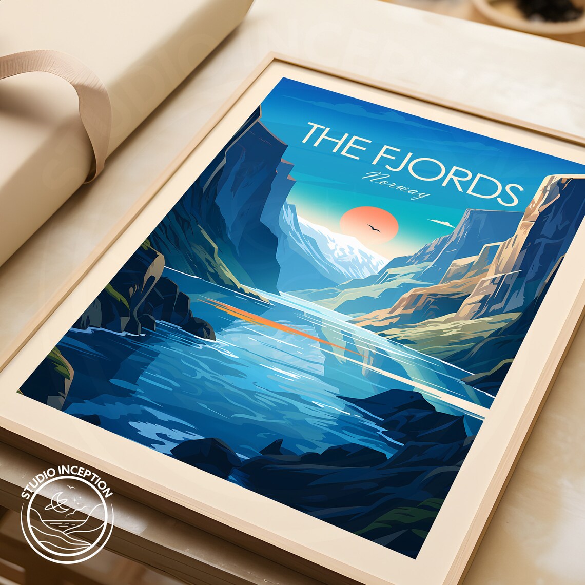 The Fjords Traditional Travel Poster, Norway - Image 2