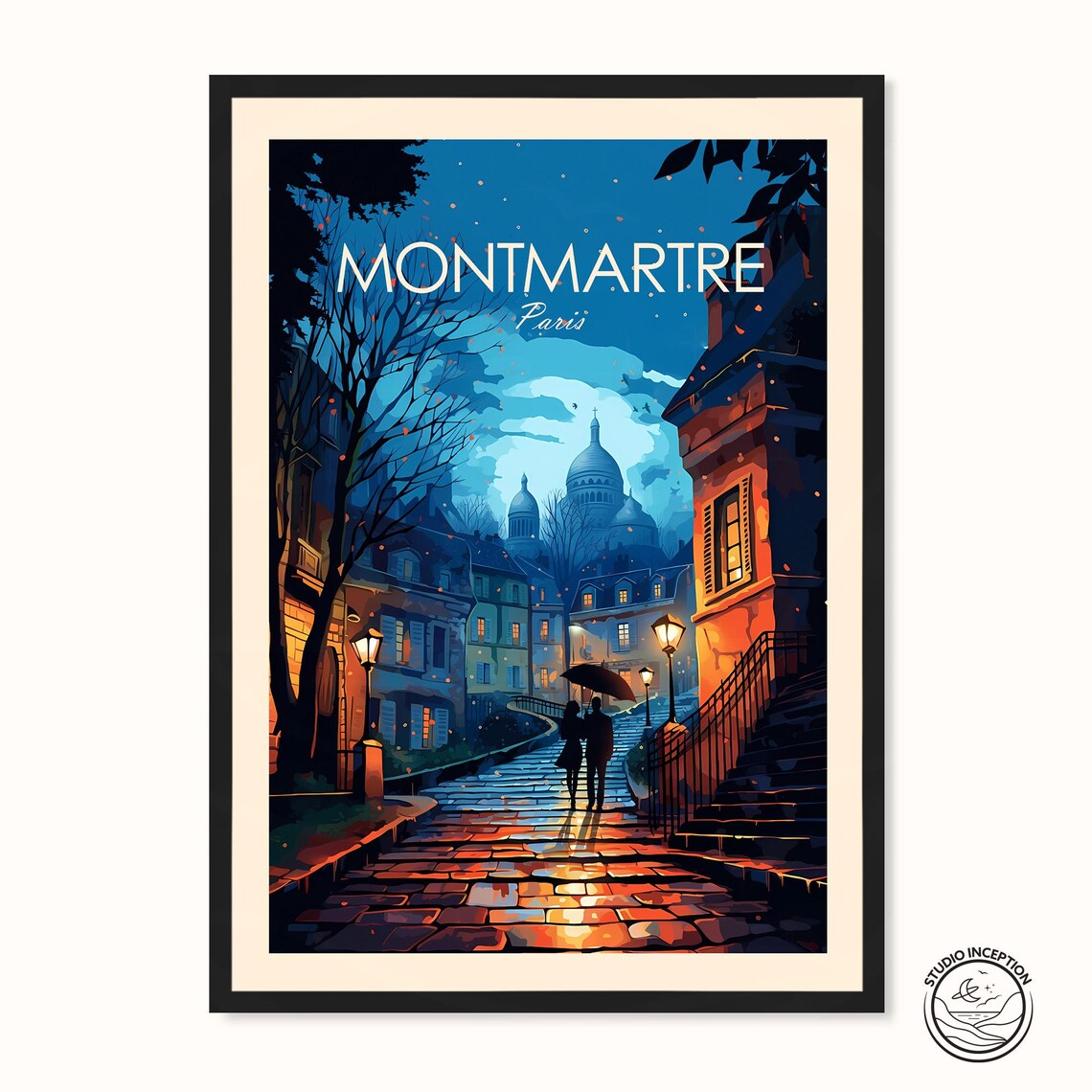 Montmartre Paris Travel Poster, France Wall Art
