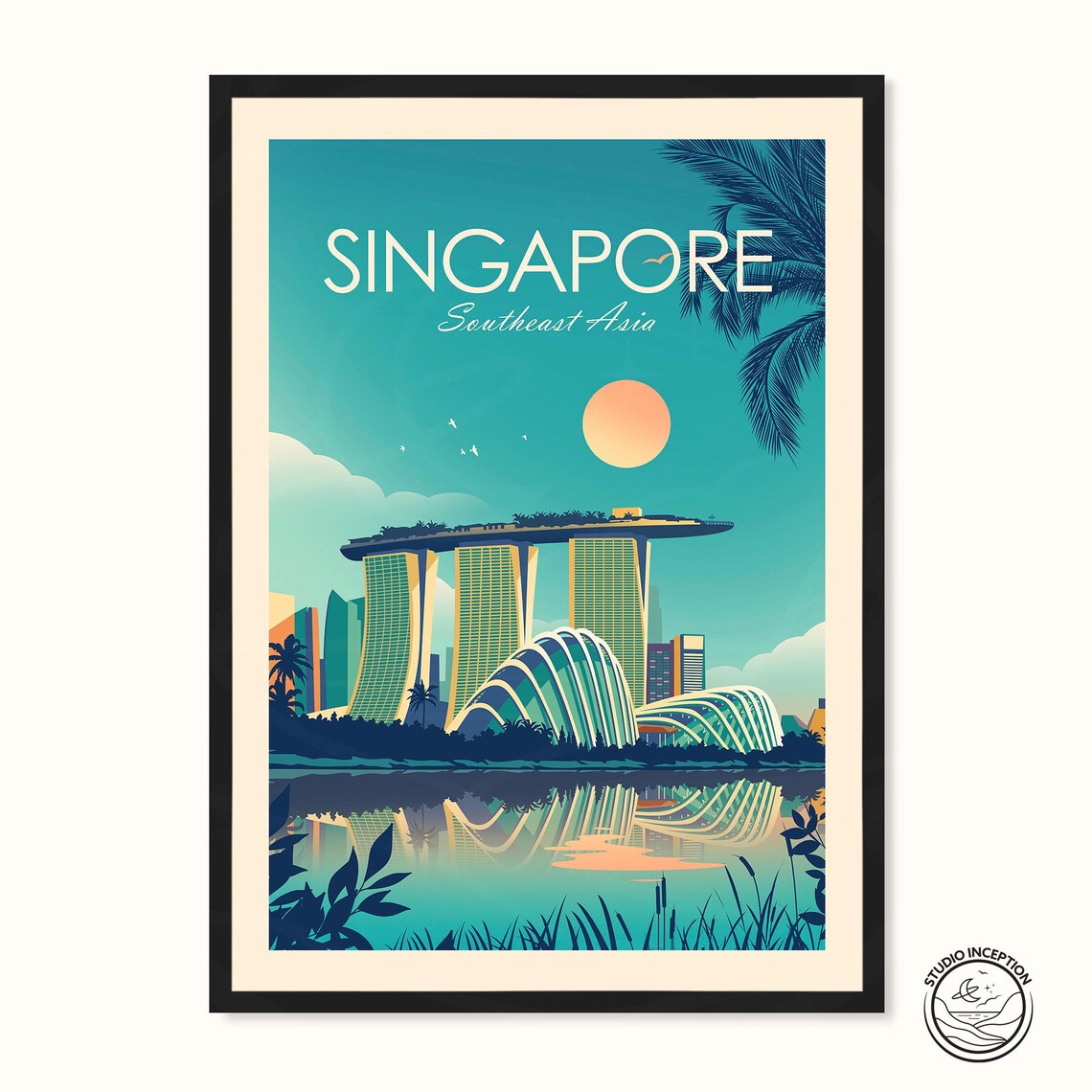 Singapore Painting Poster, Asia Wall Art Print