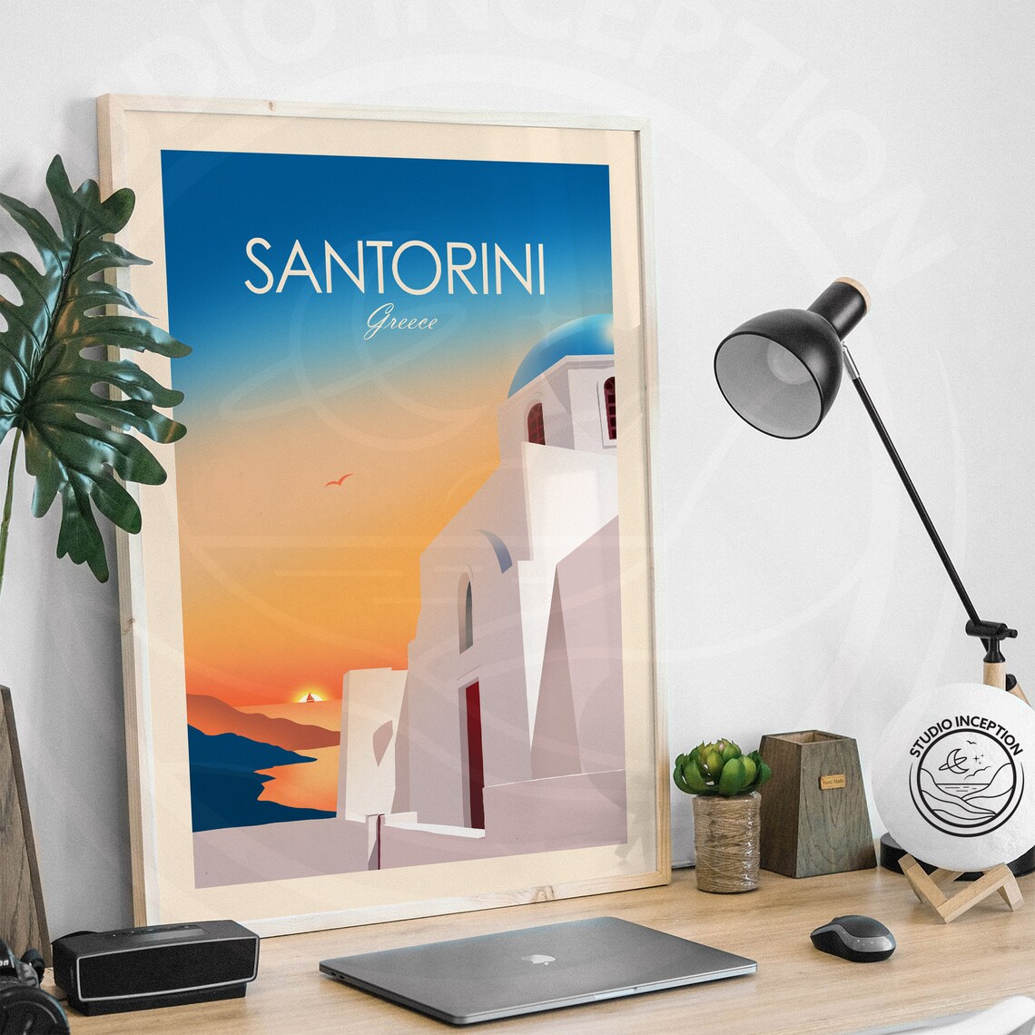 Santorini Sunset Travel Poster, Greece Art Print - Image 3
