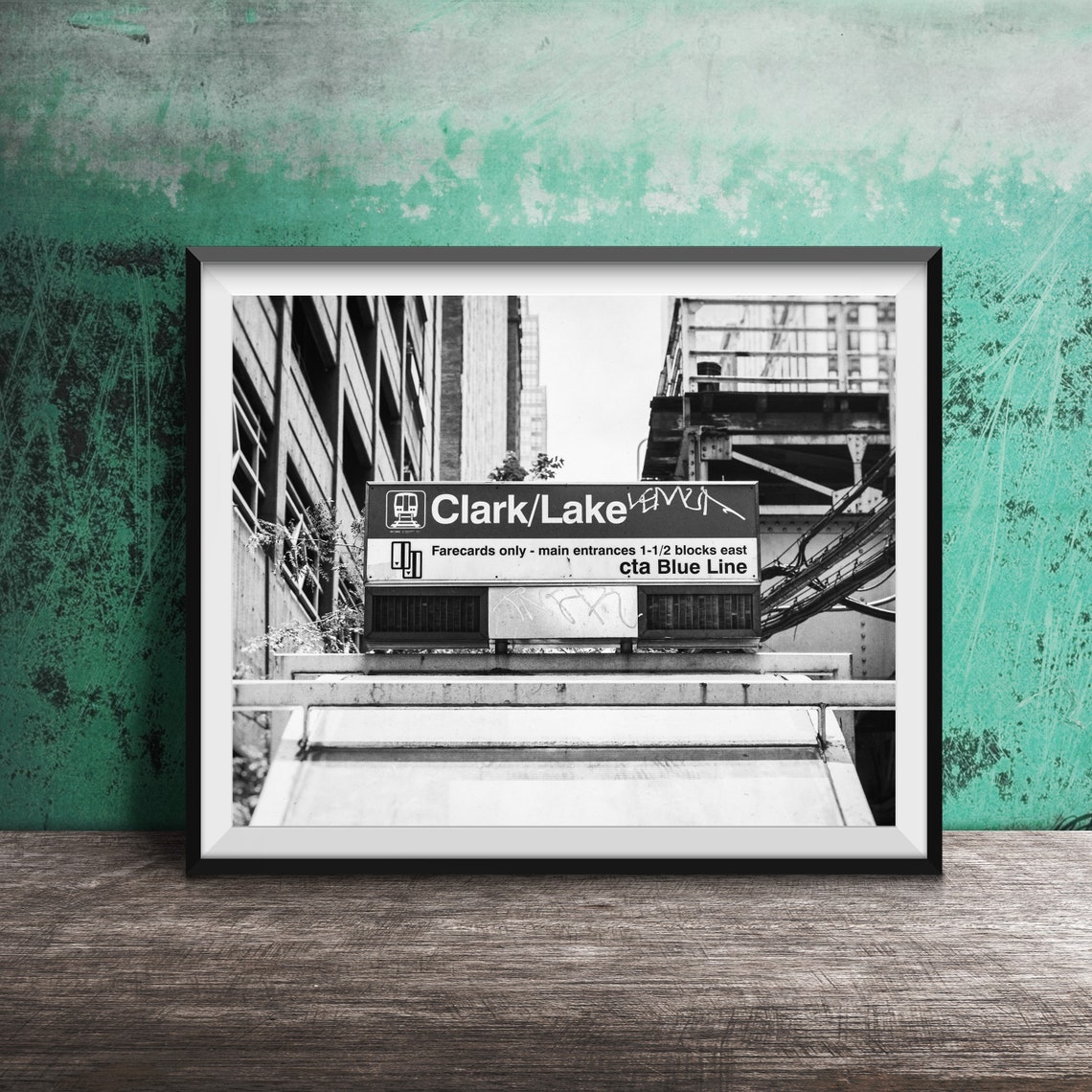 Clark/Lake CTA Blue Line El Station Sign Chicago Transit Poster - Image 2