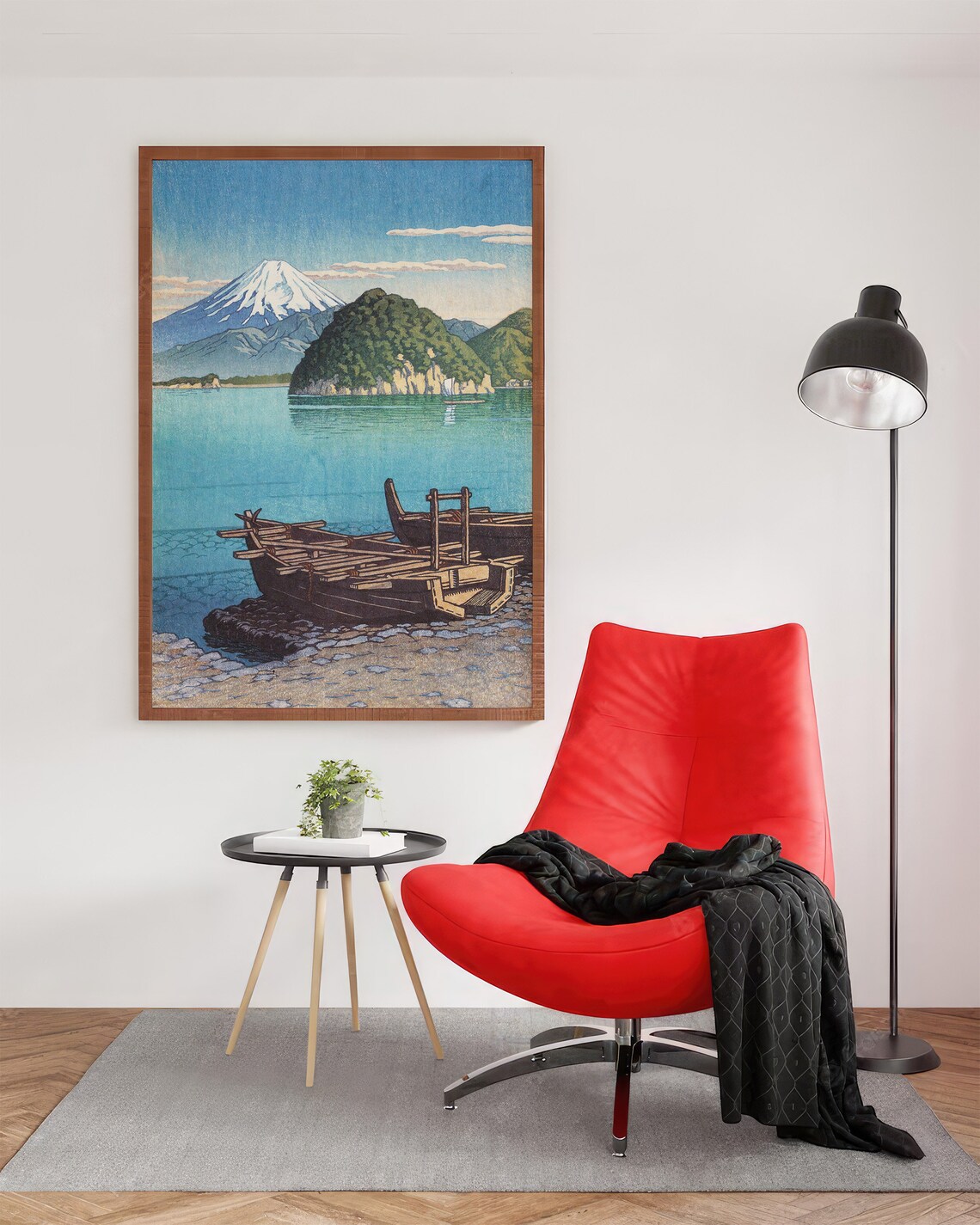 Mount Fuji Ukiyo-e Woodblock Style Coastal Boats Japan Travel Poster - Image 4