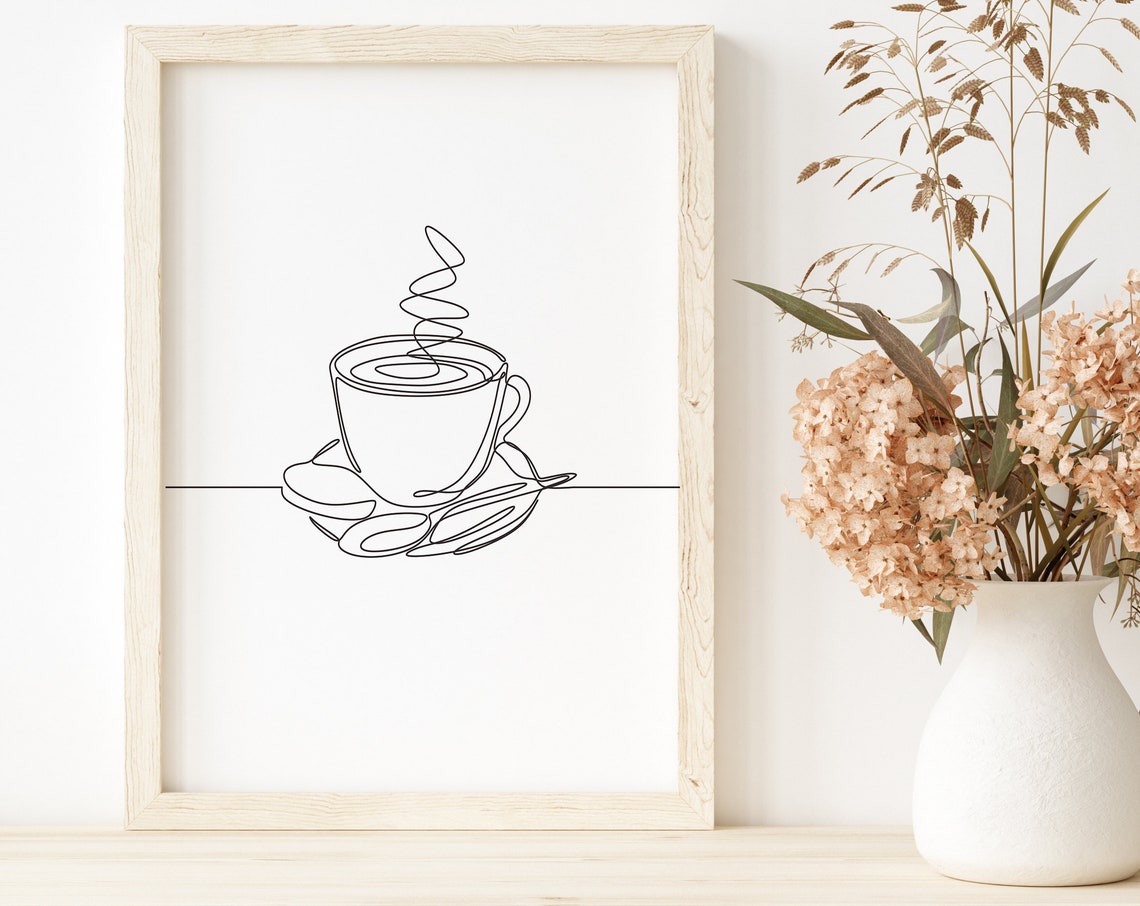 But First Coffee Line Art Minimalist Kitchen Wall Decor Poster - Image 2
