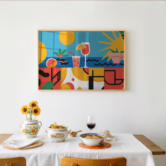 Summer Cocktails Citrus Bar Still Life Colorful Kitchen Art Poster