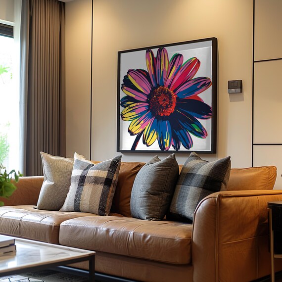 Vibrant Daisy Pop Art Flower Retro Bold Colorful Wall Decor Art Print