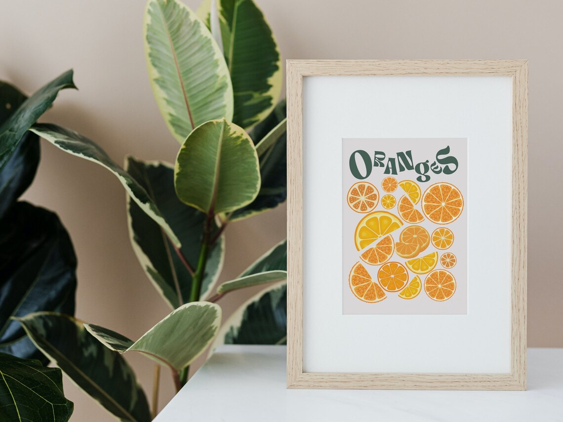 Oranges Kitchen Decor Retro Citrus Art Print - Image 3