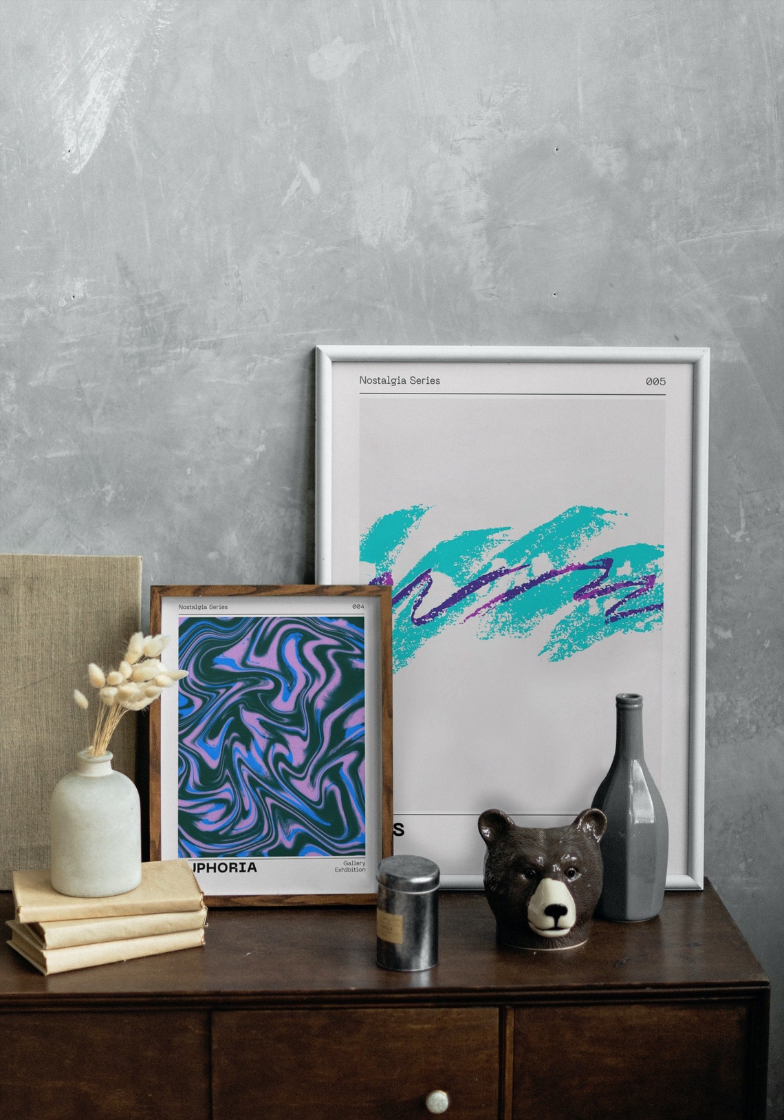 Retro 90s Teal Purple Jazz Cup Swoosh Nostalgia Series Wall Poster - Image 2