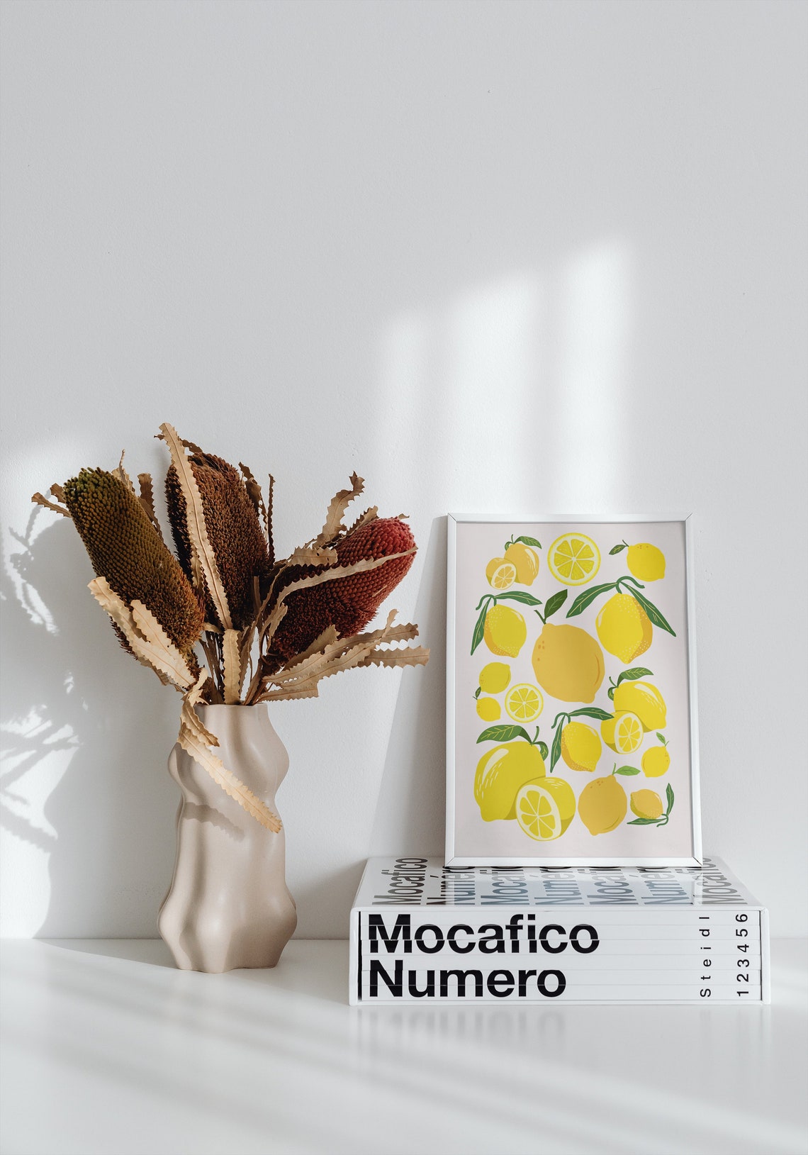 Lemons Citrus Fruit Pattern Illustrated Yellow Kitchen Wall Art - Image 2
