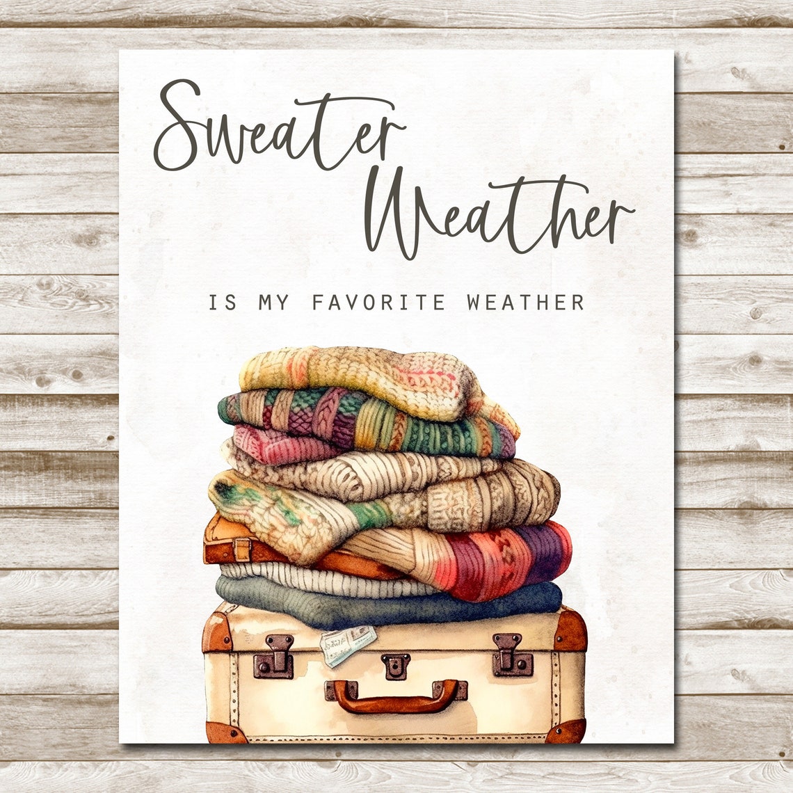 Sweater Weather Is My Favorite Weather Fall Stacked Knits Wall Art - Image 4