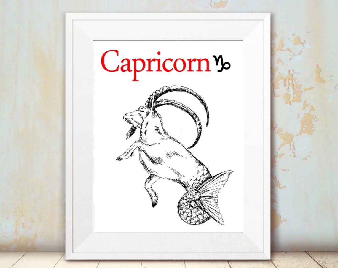 Capricorn Zodiac Sign Sea Goat Line Drawing Astrology Gift Poster - Image 3