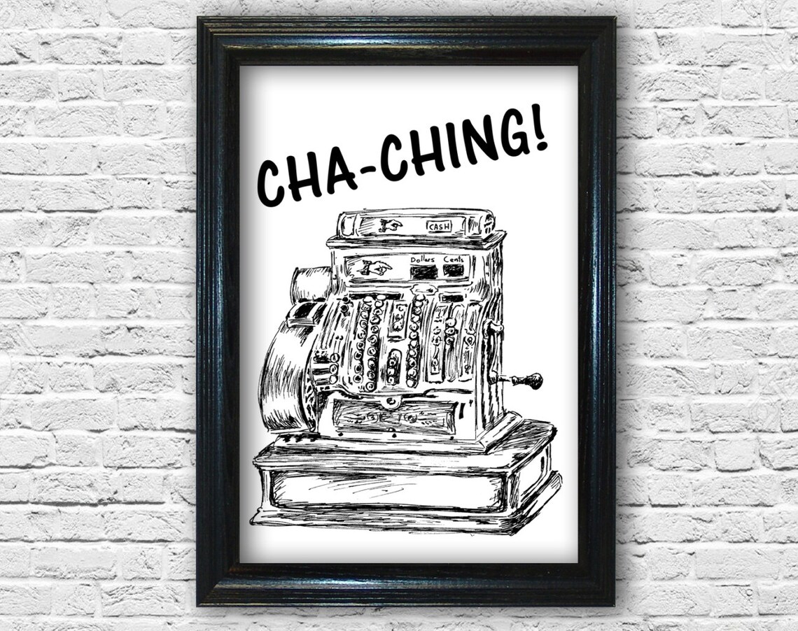 Cha Ching Quote Print, Rustic Office Wall Art - Image 2