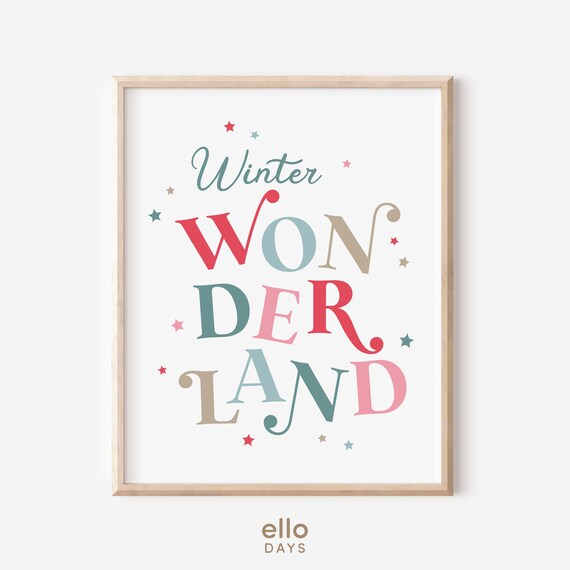 Winter Wonderland Colorful Serif Pastel Holiday Christmas Poster