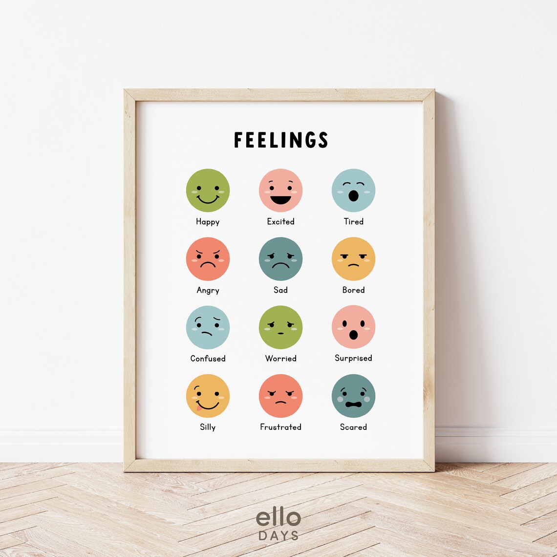 Toddler Feelings Educational Poster, Preschool Decor