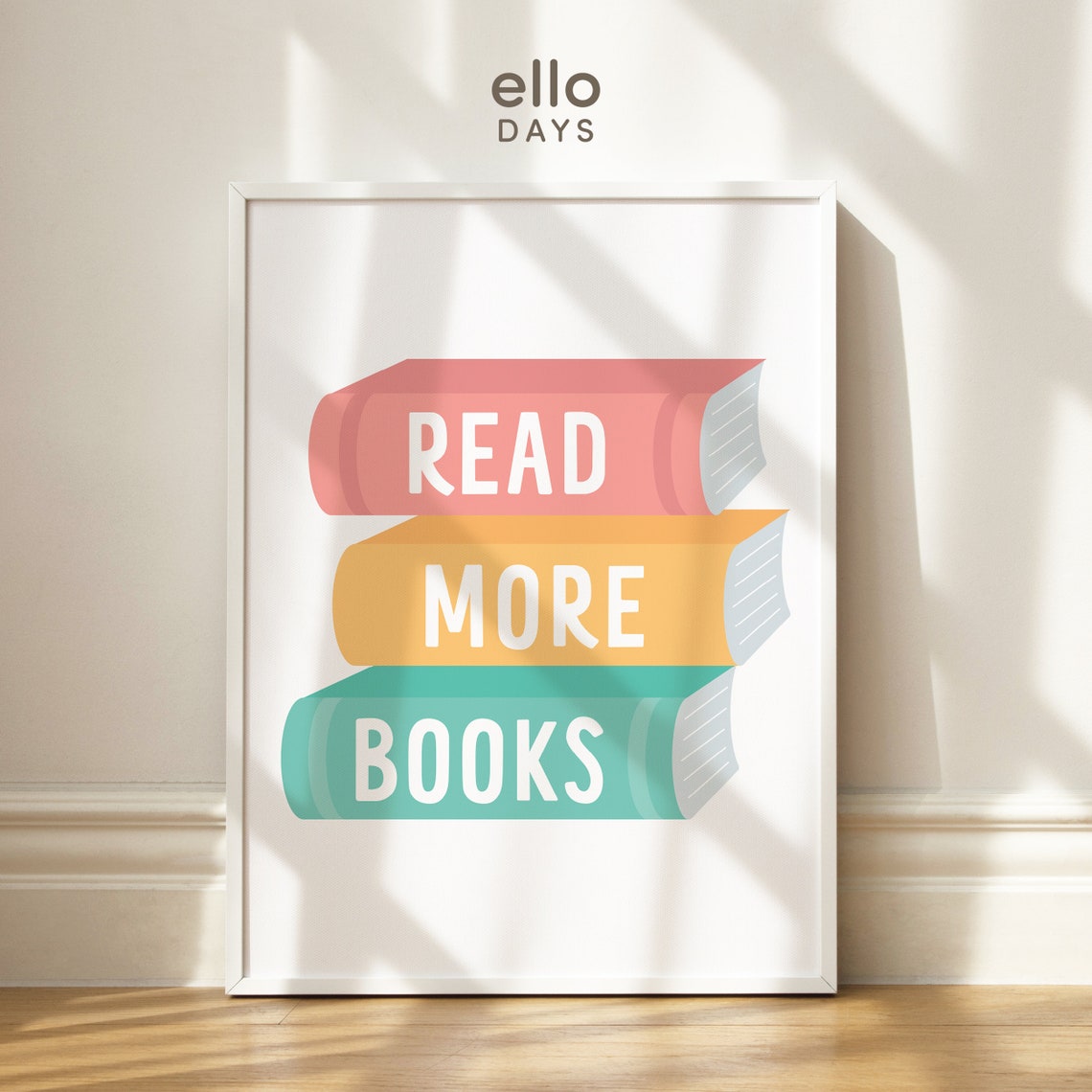 Read More Books On Pastel Book Stack Reading Corner Kids Poster - Image 2