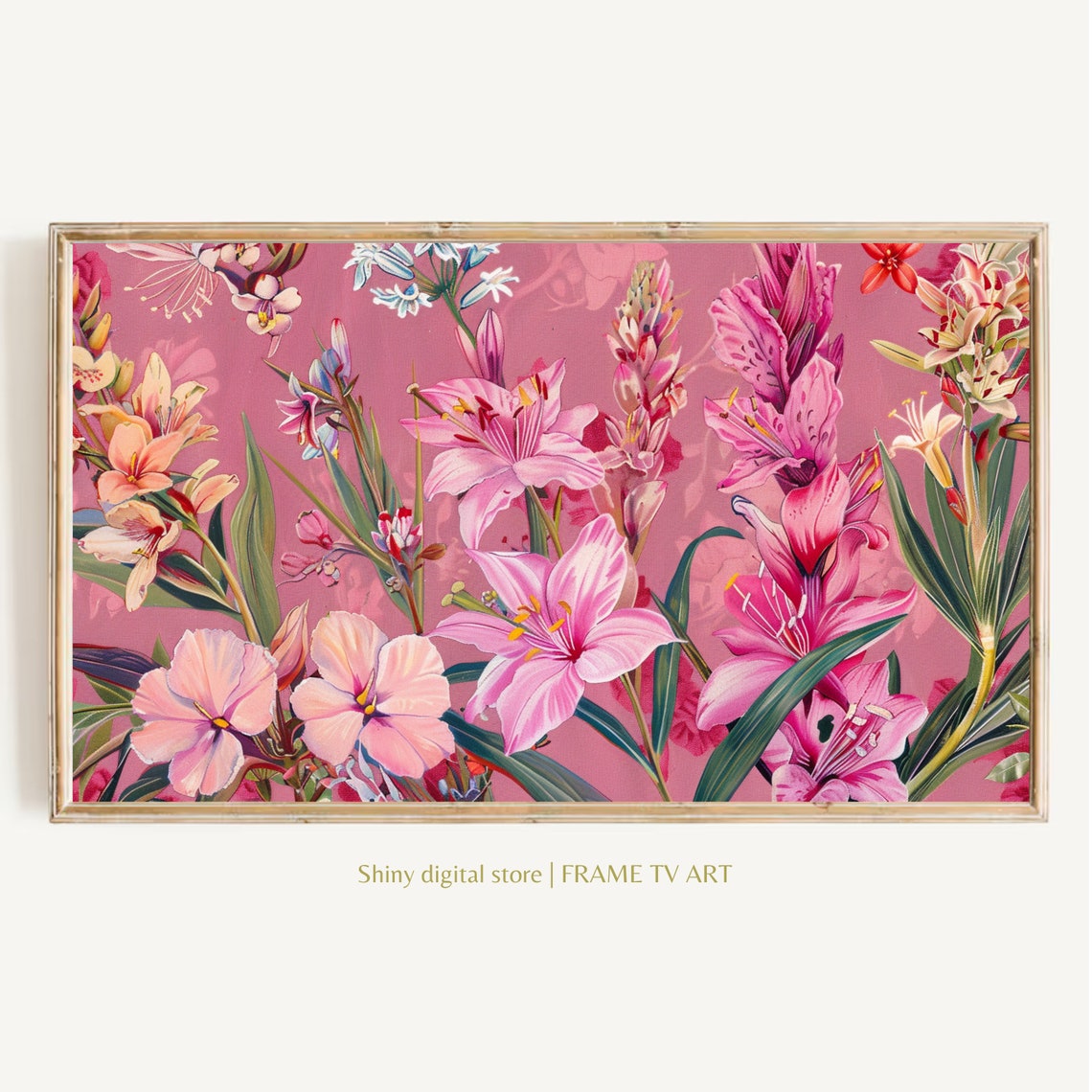 Frame Tv Art Abstract Pink Wildflowers Spring Field Of Flowers Tv Art Vintage Meadow Floral Tv Art Cottagecore Tv Art