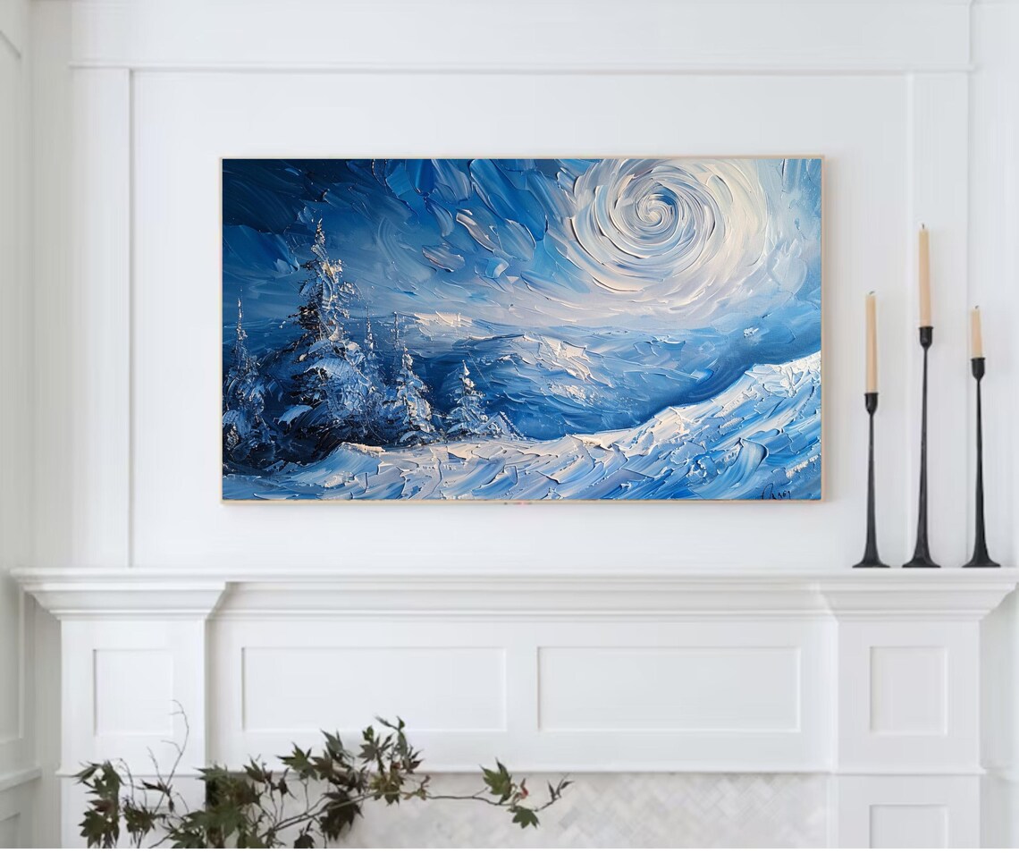Winter Abstract Frame, Mountain Snow Minimalist Art - Image 2