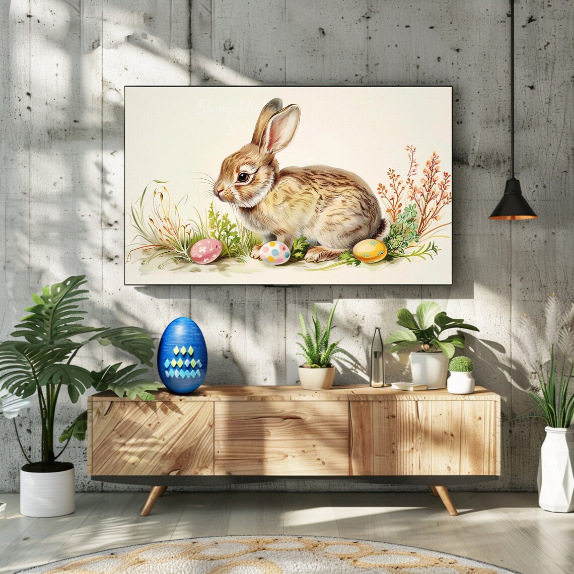 Easter TV Frame With Bunny Ears, Spring Decor - Image 2
