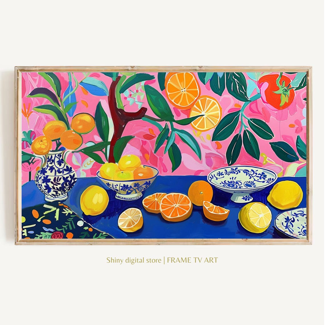 Citrus Fruit Still Life Oranges Lemons Colorful Kitchen Art Poster