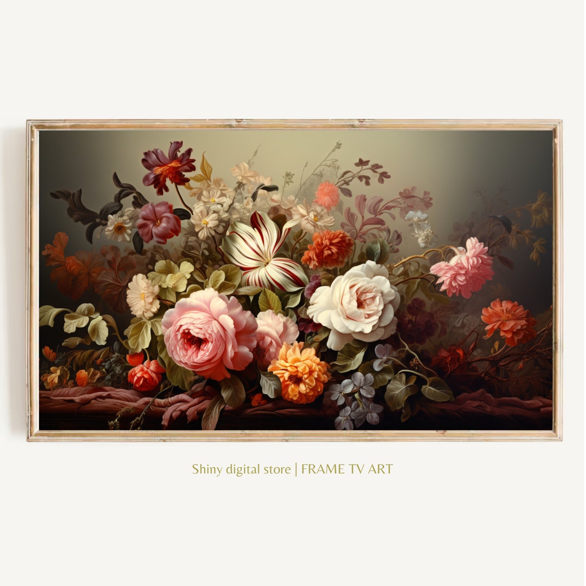 Dutch Old Master Floral Bouquet Moody Baroque Flower Wall Art