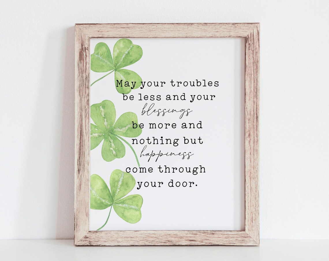 Irish Blessing Shamrock Watercolor Quote Beautiful Poster Gift - Image 3
