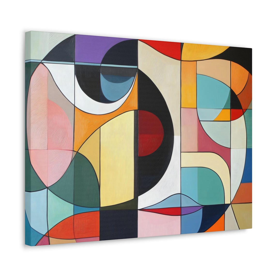 Geometric Abstract Face of Colorful Arcs in Modern Art Poster - Image 2